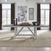 Liberty Furniture 139WH-T4002 Farmhouse - Trestle Table - Two Tone White / Wood Tone