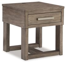 Ashley Furniture T854-3 Loyaska - Rectangular End Table - Grayish Brown