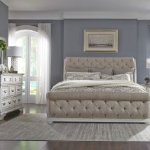 Liberty Furniture 520-BR-KUSLDM Liberty Furniture 520-BR-KUSLDM Abbey Park - 3 Piece Bedroom Set (King Upholstered Sleigh Bed, Dresser & Mirror) - Antique White
