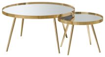 CoasterEssence 723918 Kaelyn - 2 Piece Round Mirror Top Nesting Coffee Table - Gold
