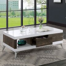 Furniture of America FOA4535C Corinne - Coffee Table - White / Distressed Dark Oak