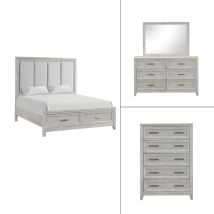 New Classic 00-2442-34C New Classic 00-2442-34C Fiona - 5/0 Queen 4 Piece Bedroom Set (Bed & Dresser & Mirror & Chest) - Gray