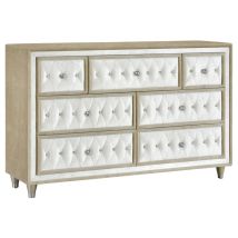 CoasterElevations 223523 Antonella - 7-Drawer Upholstered Dresser - Ivory And Camel