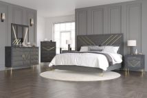 New Classic 00-B1826-26N New Classic 00-B1826-26N Symmetry - 6/0 Western King 6 Piece Bedroom Set (Bed, Dresser, Mirror, Chest, 2 Nightstands) - Gray