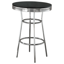 CoasterEveryday 2405 Retro - Round 1950's Bistro Pub Height Bar Table - Black