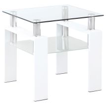 Coaster Fine Furniture 703437 Dyer - 1-Shelf Square Glass Top Side End Table - White