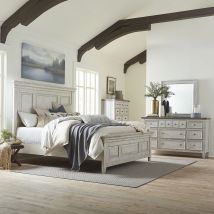 Liberty Furniture 824-BR-CPBDMC Heartland - 4 Piece Bedroom Set (California King Panel Bed, Dresser & Mirror, Chest) - White