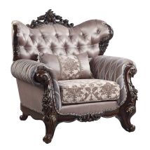 ACME LV00811 Benbek - Chair - Fabric & Antique Oak Finish