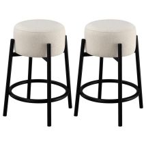 CoasterEveryday 182175 Leonard - Upholstered Backless Counter Stool (Set of 2) - White