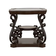 CoasterEssence 702447 Laney - 1-Shelf Glass Top Rectangular End Table - Deep Merlot