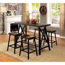 Furniture of America CM3415PT Lainey - Counter Height Table - Medium Weathered Oak / Black