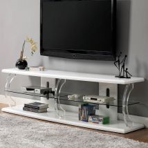 Furniture of America CM5901WH-TV-72 Ernst - 72" TV Stand - White / Clear