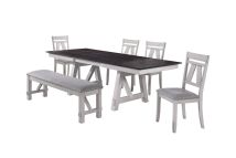 New Classic 40-1903-D4CB New Classic 40-1903-D4CB Maisie - Dining Table & 4 Chairs & Bench - White / Dark Brown