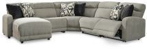 Signature Design by Ashley® 54405S11 Colleyville - Stone - 5-Piece Power Reclining Sectional With Laf Press Back Power Chaise
