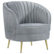 CoasterEssence 506866 Sophia - Upholstered Channel Tufted Barrel Accent Chair - Gray