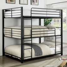 Furniture of America CM-BK917F-BED Olga - Full Triple Decker Bed - Sand Black