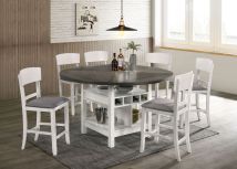 Furniture of America CM3733WG-RPT-TABLE Stacie - Counter Height Round Dining Table - White / Gray