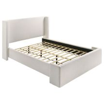 Coaster Fine Furniture 310078Q Alamosa - Boucle Upholstered Queen Wingback Bed - White