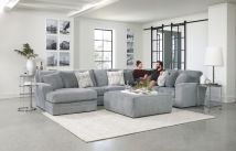 Jackson 2477/30/72/75/28-28 Jackson 2477/30/72/75/28-28 Glacier - 3 Piece Sectional With LSF Chaise, Comfort Coil Seating, 9 Included Accent Pillows And Cocktail Ottoman - Shark