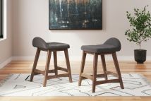 Signature Design by Ashley® D615-224 Lyncott - Charcoal / Brown - Upholstered Barstool (Set of 2)