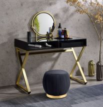 ACME AC00669 Coleen - Vanity Desk - Black & Gold Finish