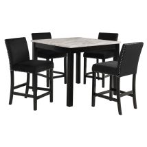 New Classic D400-52S-BLK New Classic D400-52S-BLK Celeste - 5 Piece Marble Finish Counter Dining Set (Table & 4 Chairs) - Black
