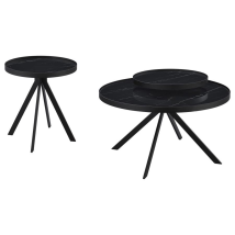 Coaster Fine Furniture 706268-S2 Briggs - 2 Piece Round Coffee And End Table Set - Black