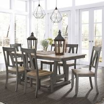 Liberty Furniture 62-CD-7TRS Lindsey Farm - 7 Piece Trestle Table Set - Gray & Sandstone