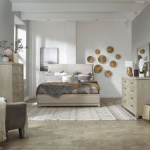 Liberty Furniture 902-BR-CKUBDMC Liberty Furniture 902-BR-CKUBDMC Belmar - 4 Piece Bedroom Set (California King Upholstered Bed, Dresser & Mirror, Chest) - Washed Taupe
