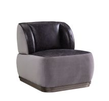 ACME 59270 Decapree - Accent Chair - Antique Slate Top Grain Leather & Gray Velvet