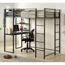 Furniture of America CM-BK1098T Sherman - Twin Bed With Workstation - Silver / Gun Metal
