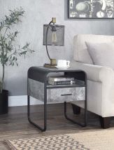 ACME LV01147 Raziela - End Table - Concrete Gray & Black Finish - 22"