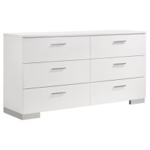 CoasterEssence 203503 Felicity - 6-Drawer Dresser - White High Gloss