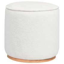 Coaster Fine Furniture 910303 Zena - Faux Sheepskin Upholstered Round Ottoman - Ivory