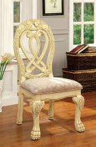 Furniture of America CM3186WH-SC-2PK Wyndmere - Side Chair (Set of 2) - Vintage White / Beige