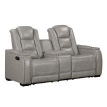 New Classic L3183A-25-LGY New Classic L3183A-25-LGY Breckenridge II - Console Loveseat With Dual Recliners - Light Gray