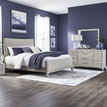 Liberty Furniture 694-BR-KUBDM Liberty Furniture 694-BR-KUBDM New Haven - 3 Piece Bedroom Set (King Upholstered Bed, Dresser & Mirror) - Sanctuary White