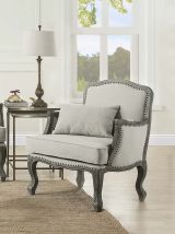 ACME LV01132 Tania - Chair - Cream Linen & Brown Finish