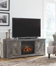 Signature Design by Ashley® W440/68/W100-101 Wynnlow - Gray - 2 Pc. - 63" TV Stand With Faux Firebrick Fireplace Insert