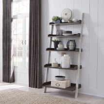 Liberty Furniture 139WH-BK202 Farmhouse - Leaning Bookcase - Two Tone White / Wood Tone
