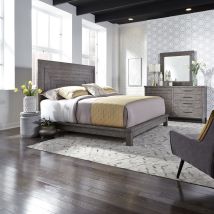 Liberty Furniture 406-BR-CPLDM Modern Farmhouse - 3 Piece Bedroom Set (California King Platform Bed, Dresser & Mirror) - Gray