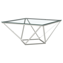 Coaster Fine Furniture 709738 Brittania - Square Glass Top Geometric Coffee Table - Nickel