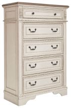 Ashley Furniture B743-46 Realyn - Five Drawer Chest - White / Brown / Beige