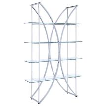CoasterEssence 910050 Larson - 4-Shelf Glass Bookshelf - Chrome
