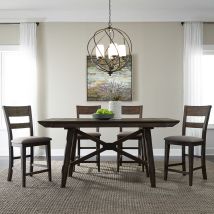 Liberty Furniture 152-CD-5GTS Liberty Furniture 152-CD-5GTS Double Bridge - 5 Piece Gathering Table Set - Dark Chestnut