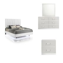 New Classic 00-1840-34N New Classic 00-1840-34N Europa - 5/0 Queen 4 Piece Bedroom Set (Bed, Dresser, Mirror, Nightstand) - White