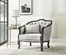 ACME LV01129 Samael - Chair - Gray Linen & Dark Brown Finish