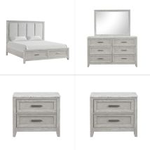 New Classic 00-2442-25N New Classic 00-2442-25N Fiona - 6/0 California King 5 Piece Bedroom Set (Bed & Dresser & Mirror & 2 Nightstands) - Gray