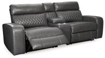 Ashley Furniture 55203S3 Ashley Furniture 55203S3 Samperstone - Power Reclining Loveseat With Console 3 Pc Sectional - Gray