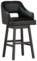 Signature Design by Ashley® D380-930 Tallenger - Black / Dark Brown - Tall Uph Swivel Barstool(Set of 2)